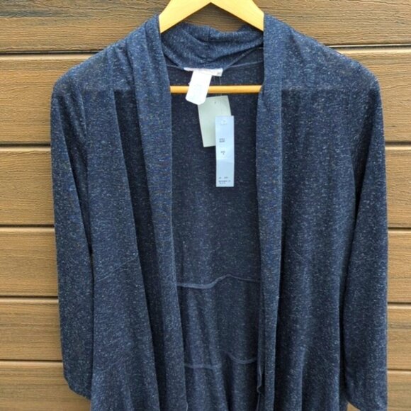 Women's Claudia Richard Linen Blend Open Front Blue Cardigan Sweater - M NWT - Picture 1 of 5